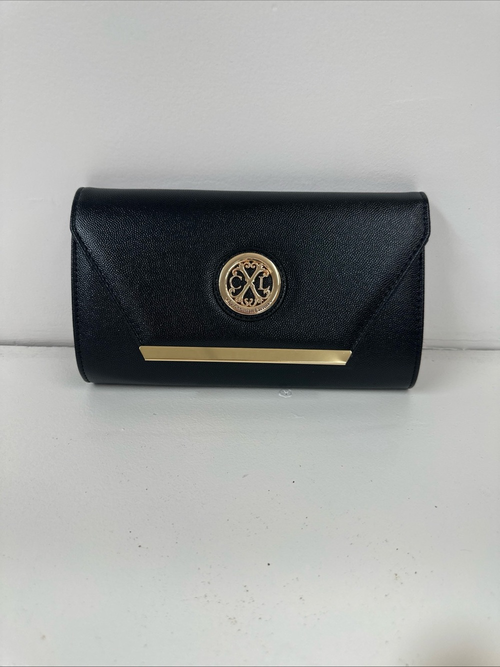 CLX By Christian Lacroix Black Clutch Purse Bag Gold Chain Strap Included NWT